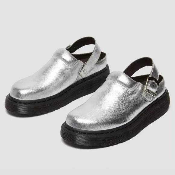 Dr. Martens Laketen Slingback Mule Tumbled Silver Metallic Size 8 NWOT - Picture 2 of 16